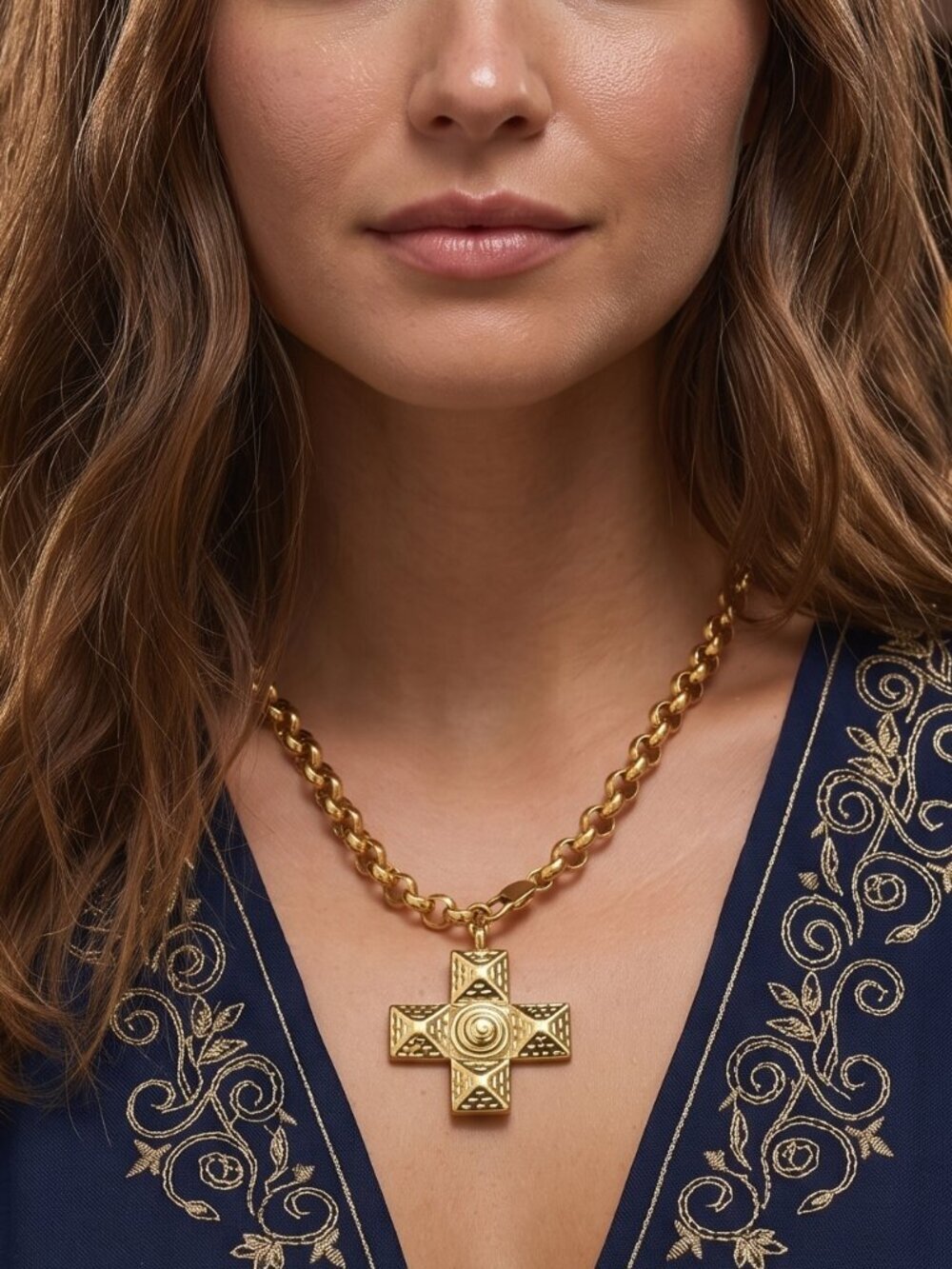 18K Gold Plated Stainless Steel Cross Pendant Necklace Whimisgoth
